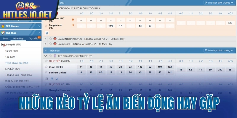 Những kèo tỷ lệ ăn biến động hay gặp Những kèo tỷ lệ ăn biến động hay gặp