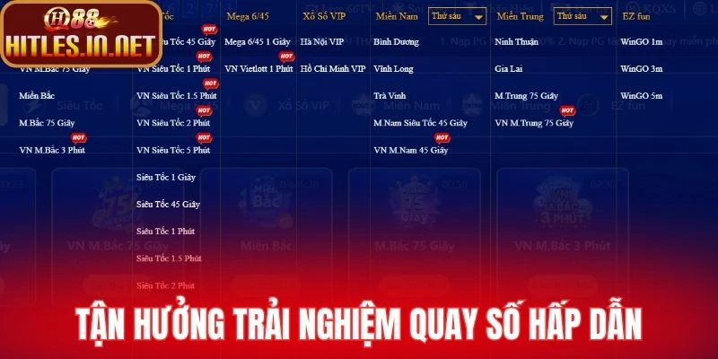 Tận hưởng trải nghiệm quay số hấp dẫn